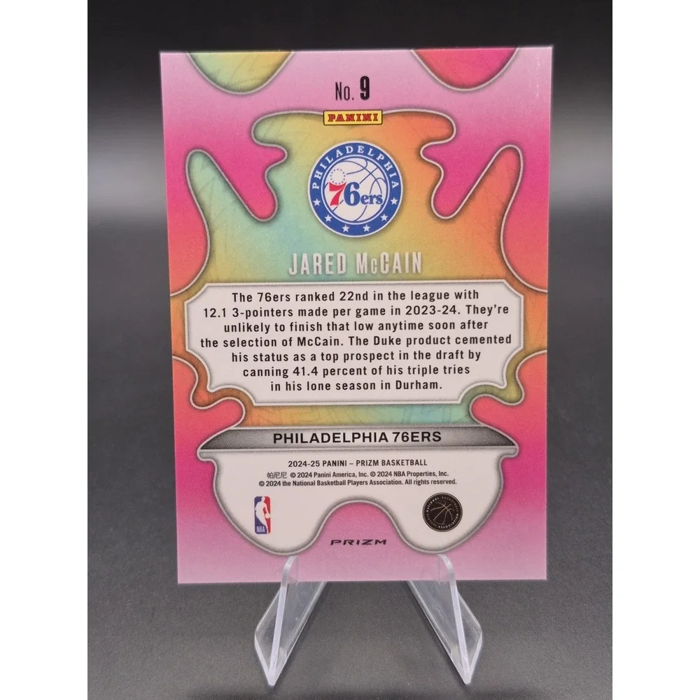2024-25 Panini Prizm Jared McCain #9 Groovy (RC) Philadelphia 76ers SP CASE HIT